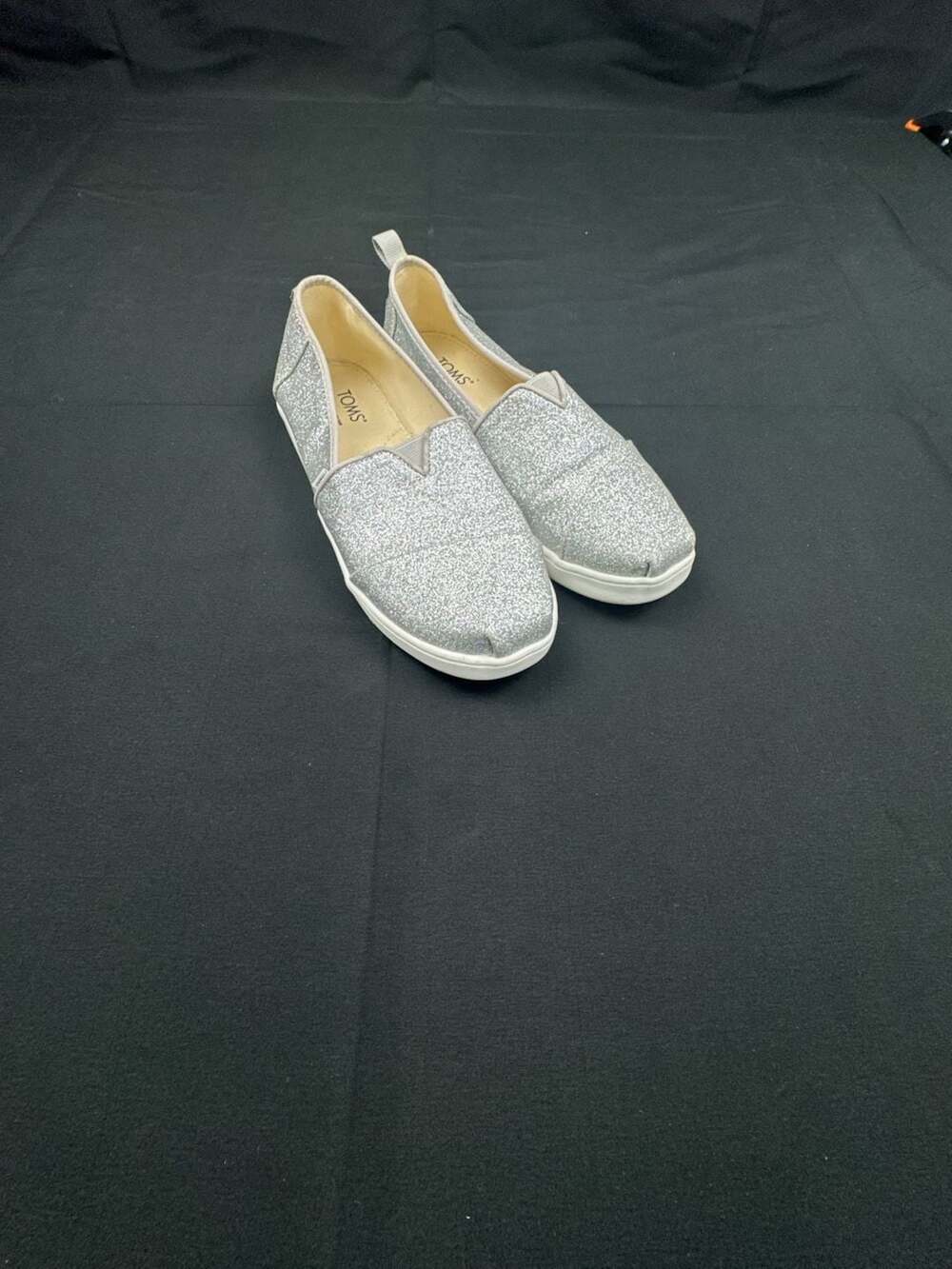 Toms Alpargata Size Y 6 Silver Glitter Slip-On Shoes